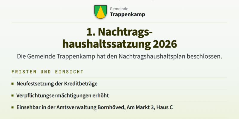 Nachtragshaushaltssatzung 2026 Trappenkamp